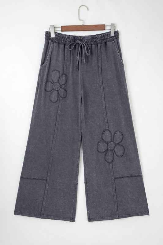 Floral Patch Mineral Wash Terry Knit Pants f629726a-d279-4853-b4db-804d85c827d4