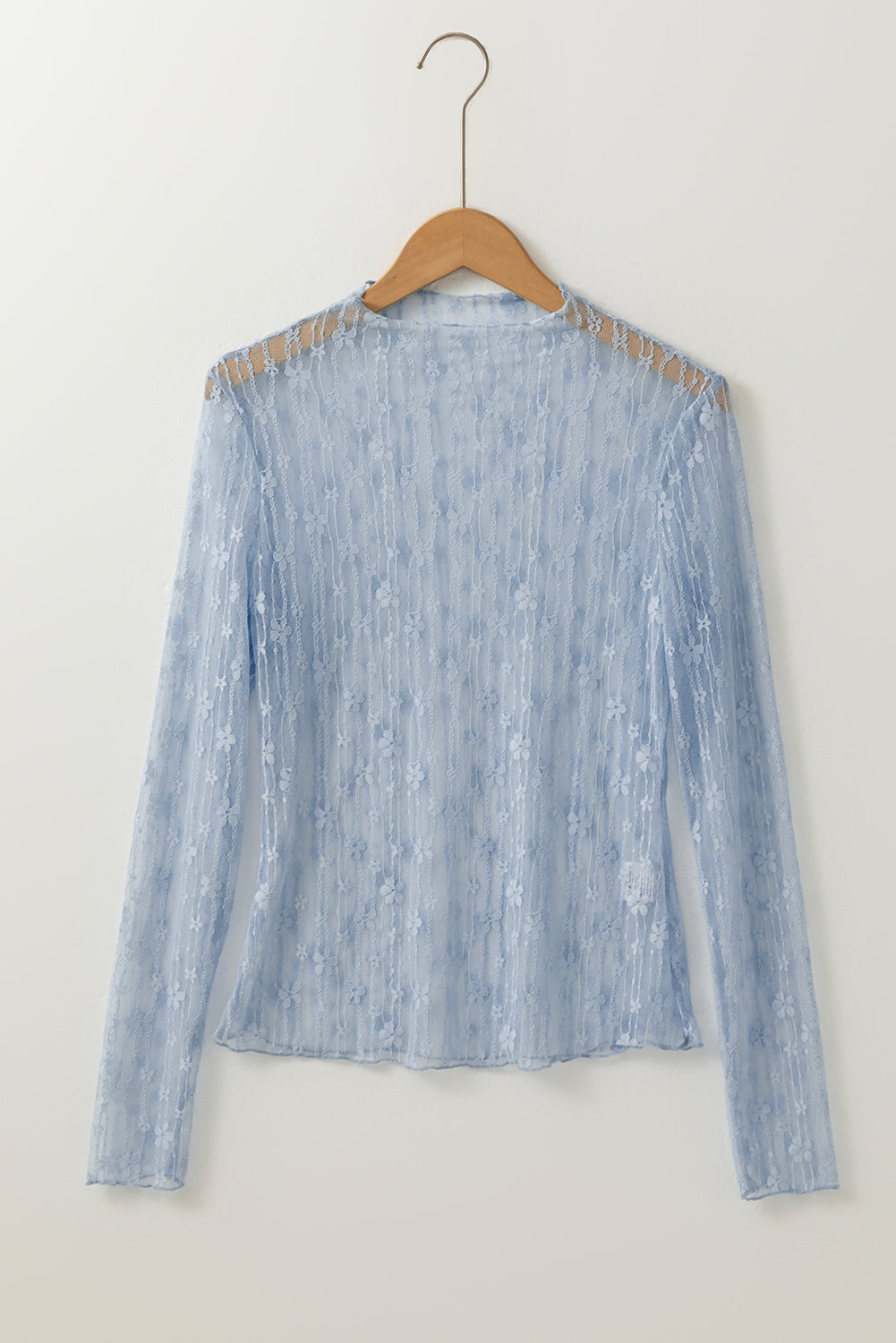 Black Sheer Floral Lace Long Sleeve Slim Fit Top f63f5e92bc3182de