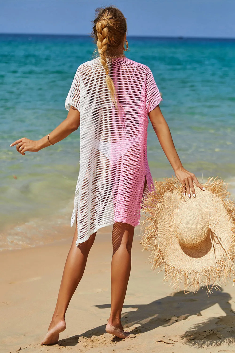 Angel Wings Openwork Contrast Slit Knit Cover Up f6450df7-4c6f-478e-9c36-e709033e38ed-Max
