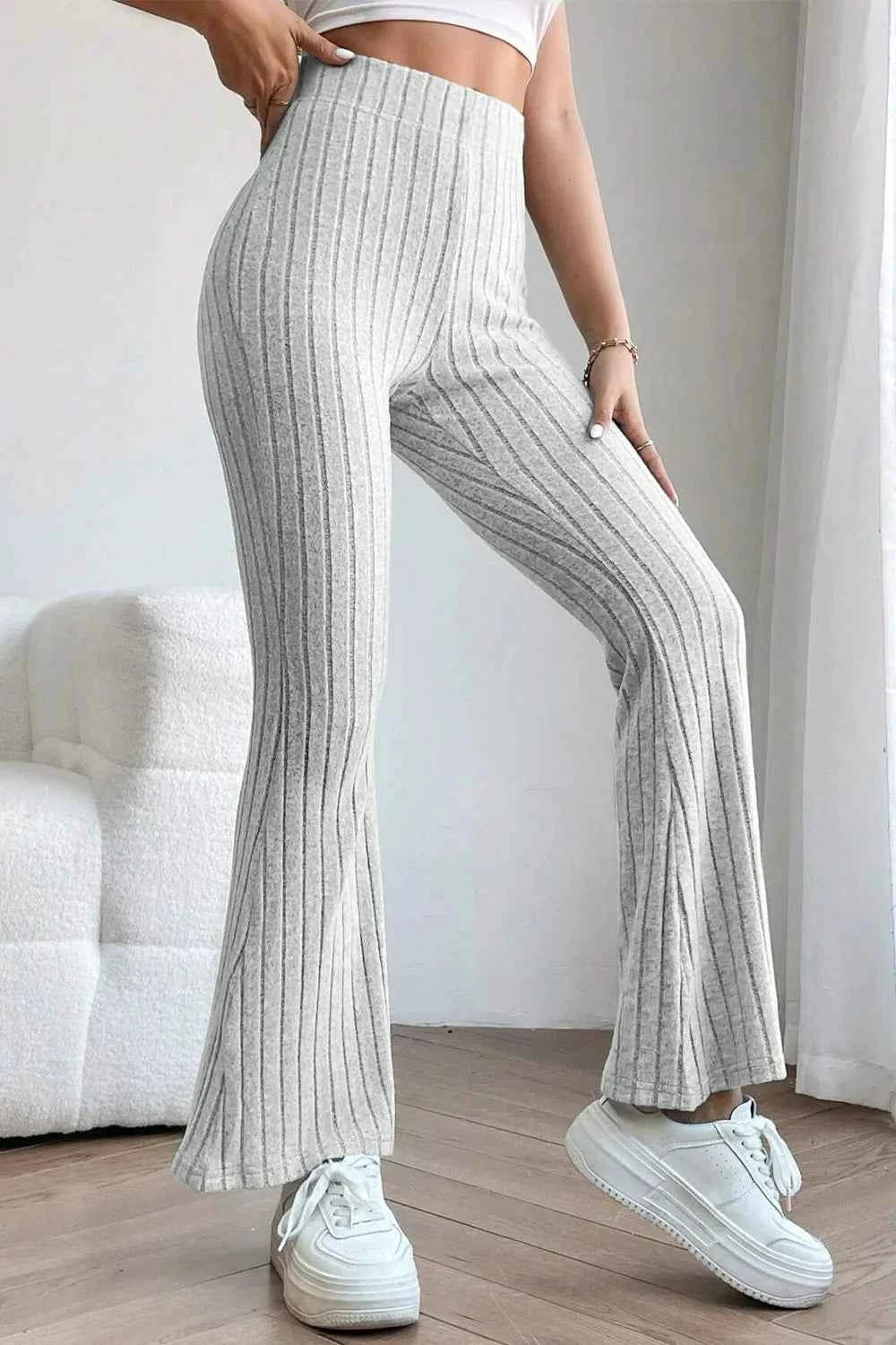Basic Bae Full Size Ribbed High Waist Flare Pants f659cb76-5568-464c-b4c3-91492b5e755e-Max