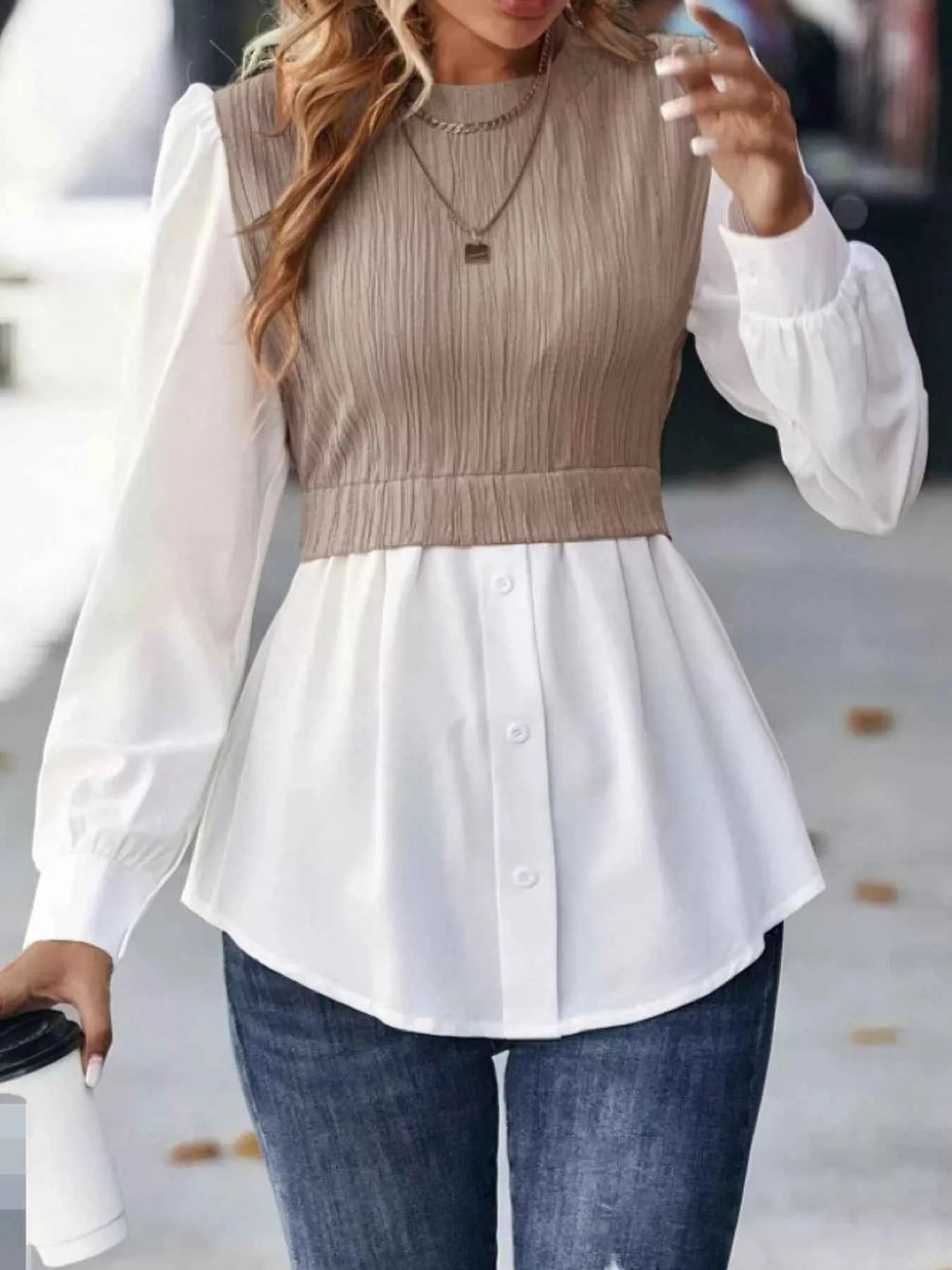 Color Block Long Sleeve Blouse f65c281f-3f0a-4c21-93d0-441440c626c3-Max-Origin