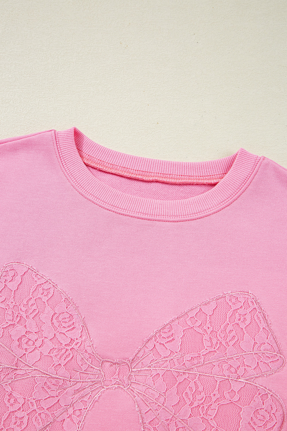 Bonbon Lace Bow Embroidered Exposed Seam Sweatshirt f660077e36ce3186