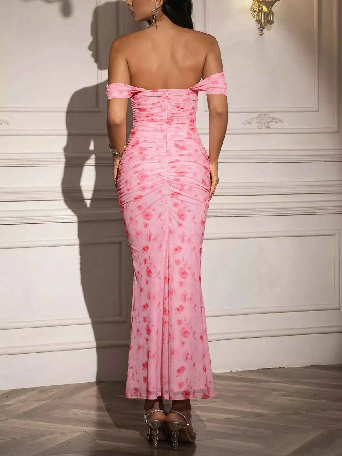 Off-Shoulder Ruched Floral Mermaid Dress f66fb7e3-4869-4033-b88a-46bd55132f8a-Max-Origin