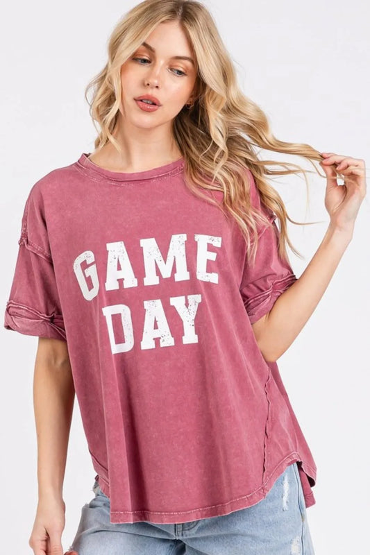 GAME DAY Round Neck Short Sleeve T-Shirt f67a3180-88ff-48ad-ad85-dcc99a9b298a-Max