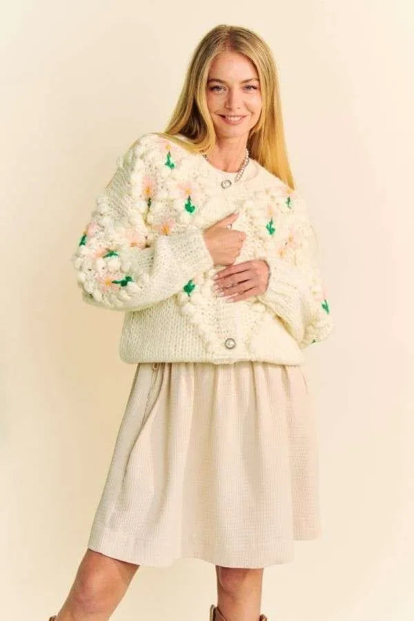 Davi & Dani Floral Pattern Button Down Cardigan f67a907a-86fb-4999-8d78-b3947d36a94f-Max