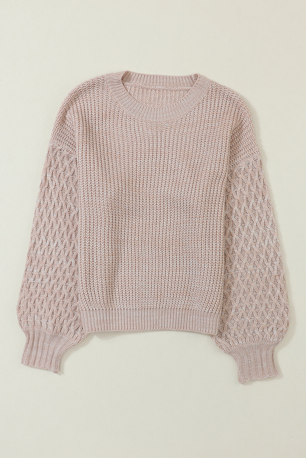 Parchment Chunky Knit Sleeve Drop Shoulder Sweater f6836293ac10add8