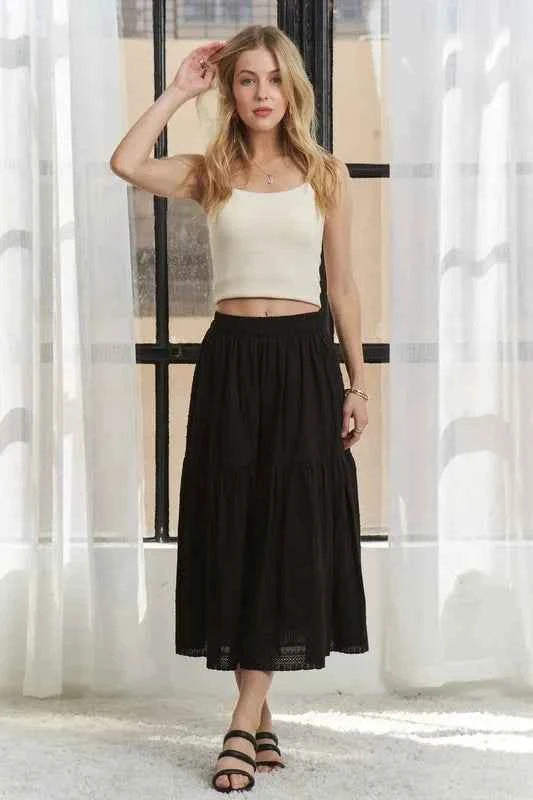 ADORA Elastic Waistband Tiered Midi Skirt BLACK f6866df015ae45a791ba99bc65532e34-Max-Origin