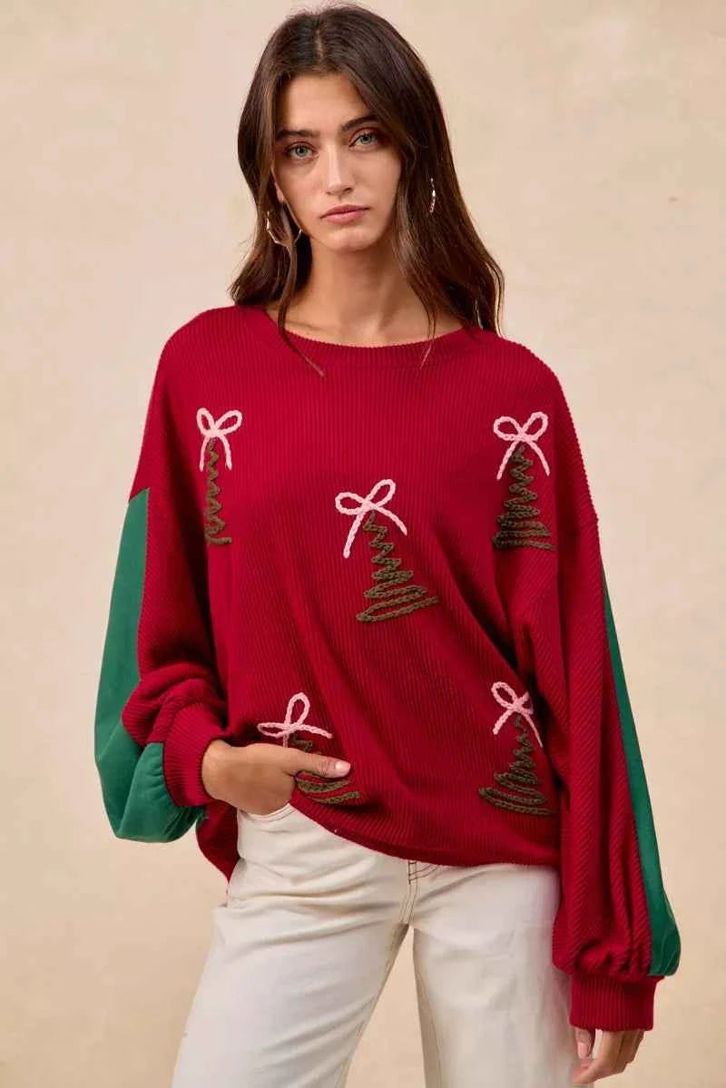 BiBi Christmas Theme Tree Embroidered Sweater f69f579d3bfb4e05bf7462ea27b129c4-Max-Origin