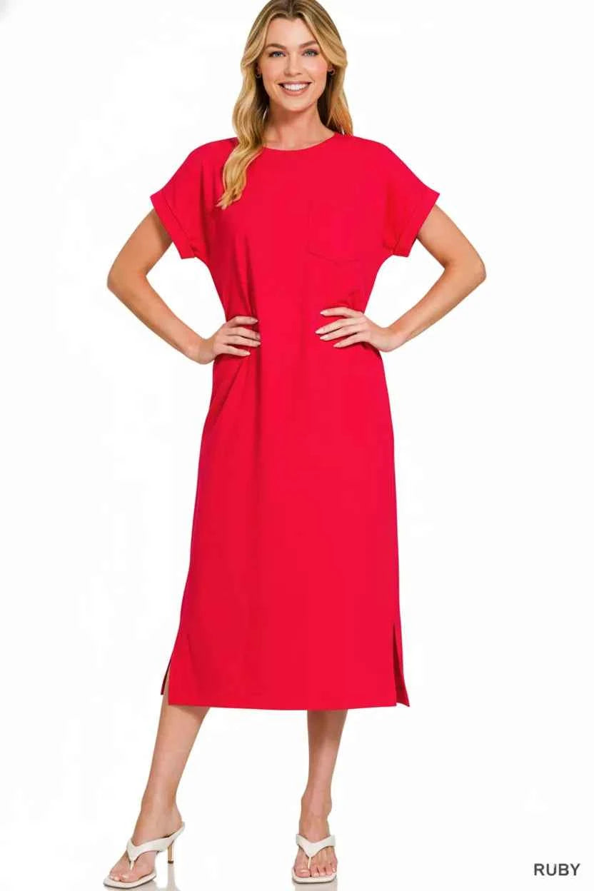 Zenana Round Neck Short Sleeve Midi Dress f6a01ecf-2875-4222-9127-711e10644a89-Max-Origin