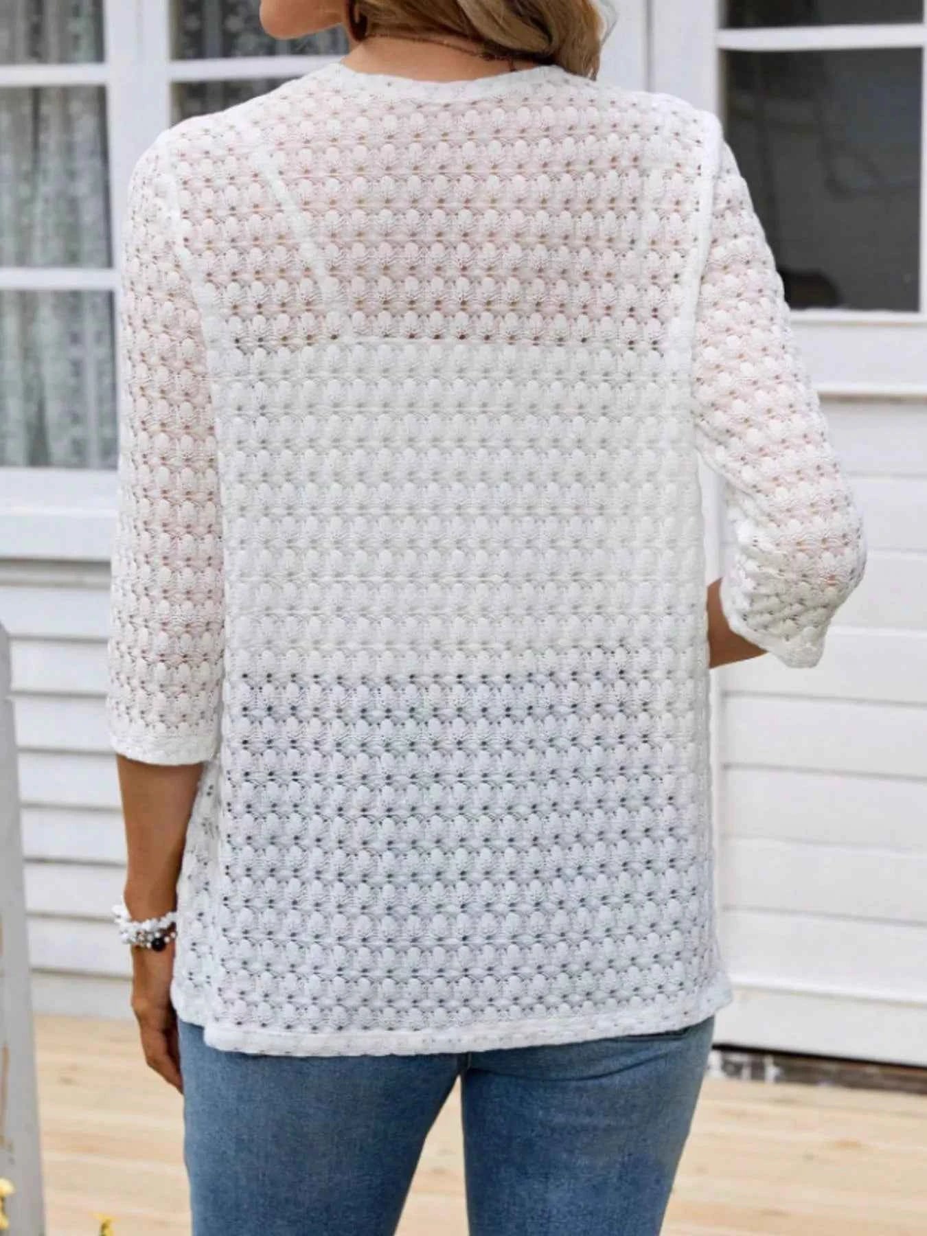 Open Front 3/4 Sleeve Cardigan f6a14fa3-8b69-4b66-a960-5119cbd120f8-Max-Origin