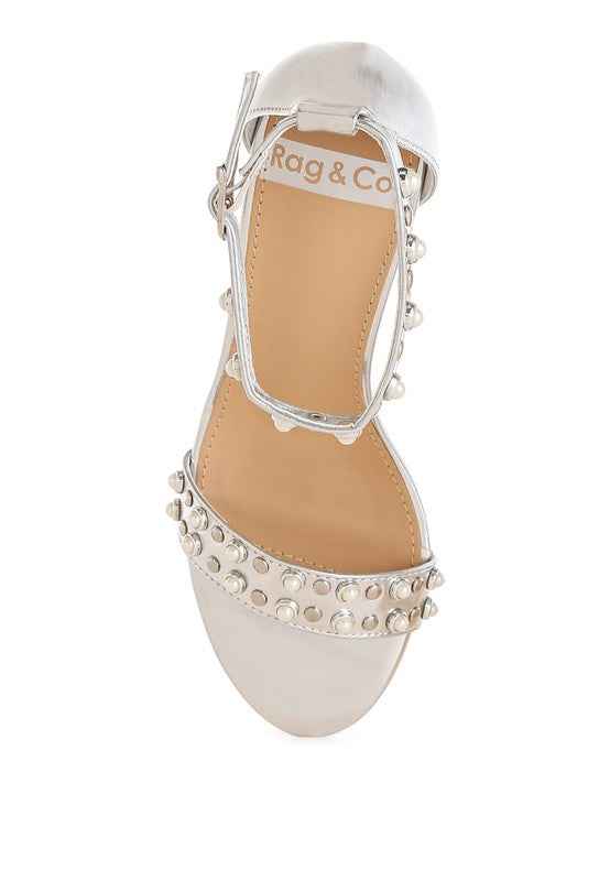 Jumera Metallic Pearl Embellished Wedges f6b7e7b1-ef86-4dea-a09d-8cd39ee0d747