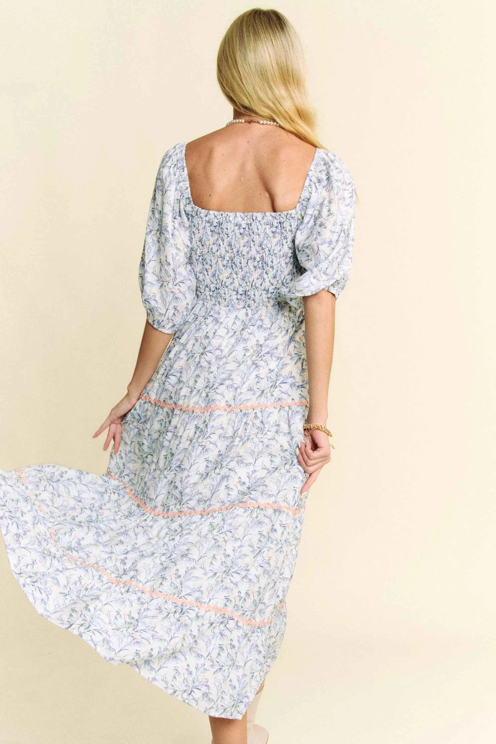 Davi & Dani Contrast Ric Smocking Bodice Tiered Midi Dress f6ba538ee853446eba2fbb1d4cbe61e7-Max-Origin