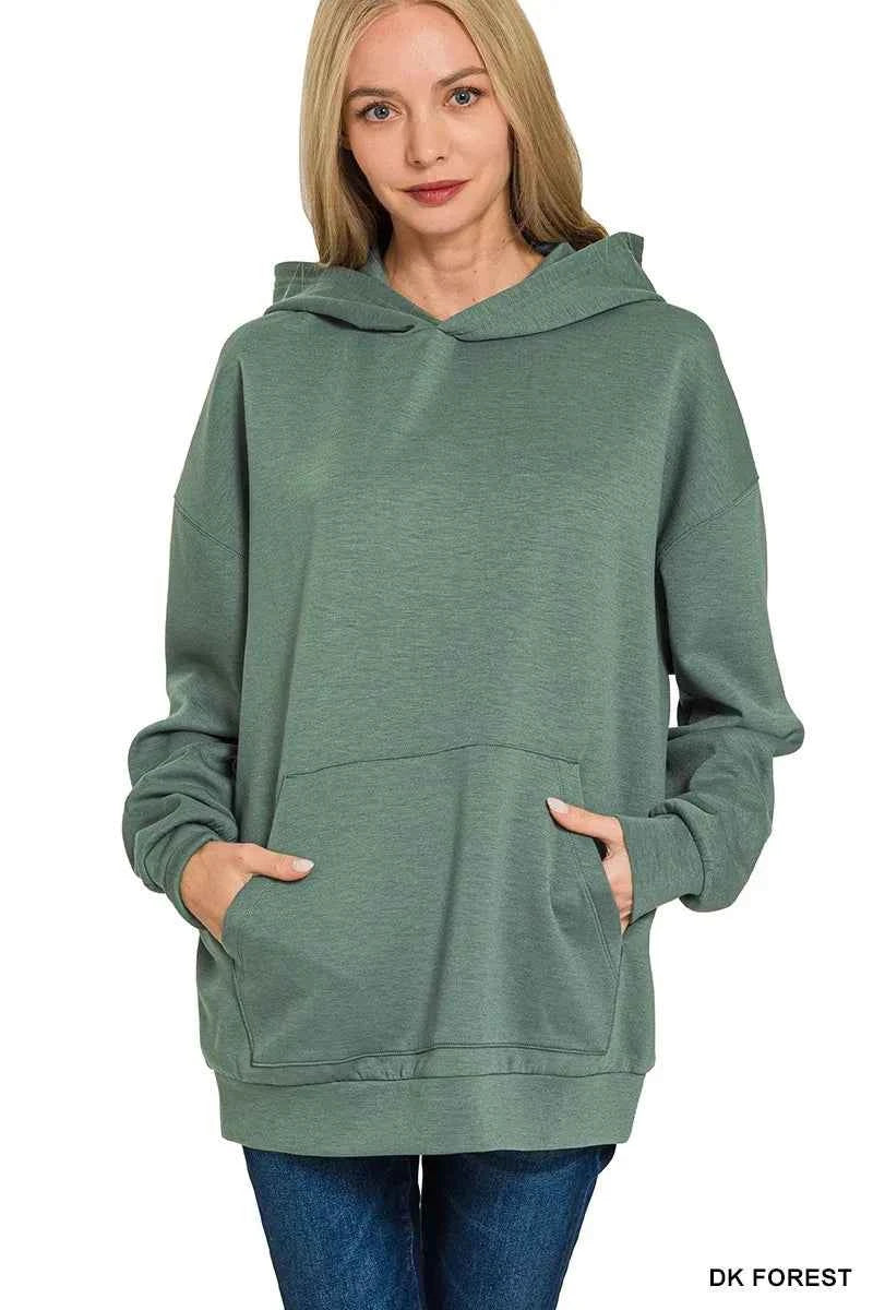 Zenana Oversized Scuba Hoodie with Kangaroo Pocket DK FOREST f6bff8a675bb4783bd3896a41ec9b74e-Max-Origin