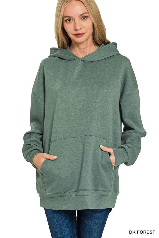 Zenana Oversized Scuba Hoodie with Kangaroo Pocket DK FOREST f6bff8a675bb4783bd3896a41ec9b74e-Max-Origin