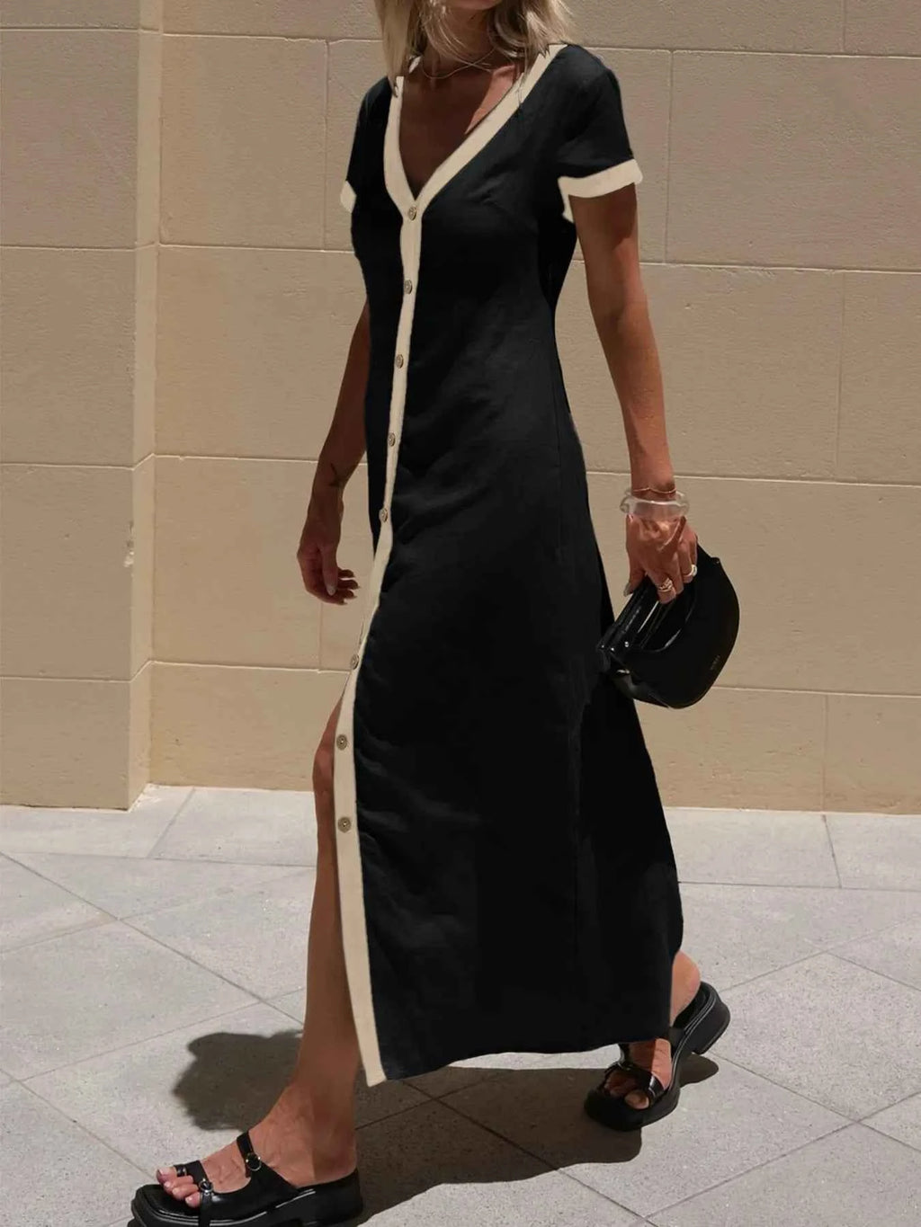Button-Front Contrast Trim Midi Dress f6c377d7872047e3adf1a9094571e45f-Max-Origin