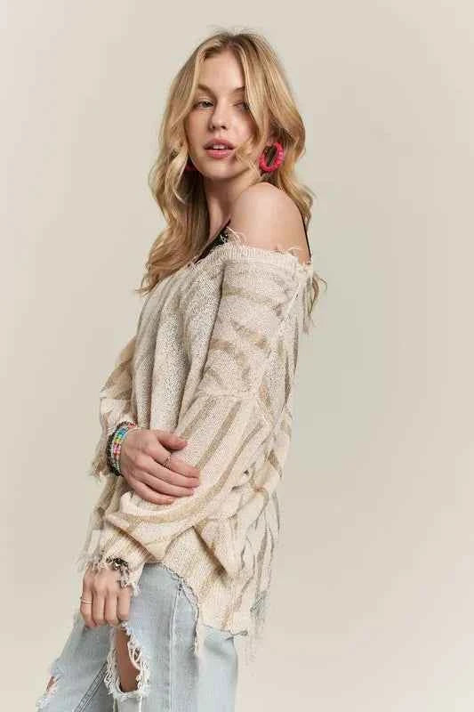 ADORA Frayed Zebra Knit Top f6cc64c1a7cd4efab62be2104ff76650-Max-Origin