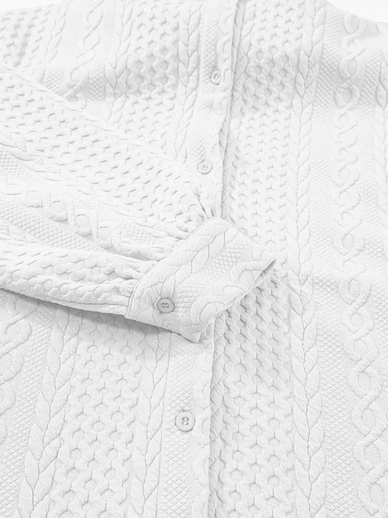 Cable Texture Puff Sleeve Loose Shacket f6d227d3cfae4110abf2a2013a3fb027-Max-Origin