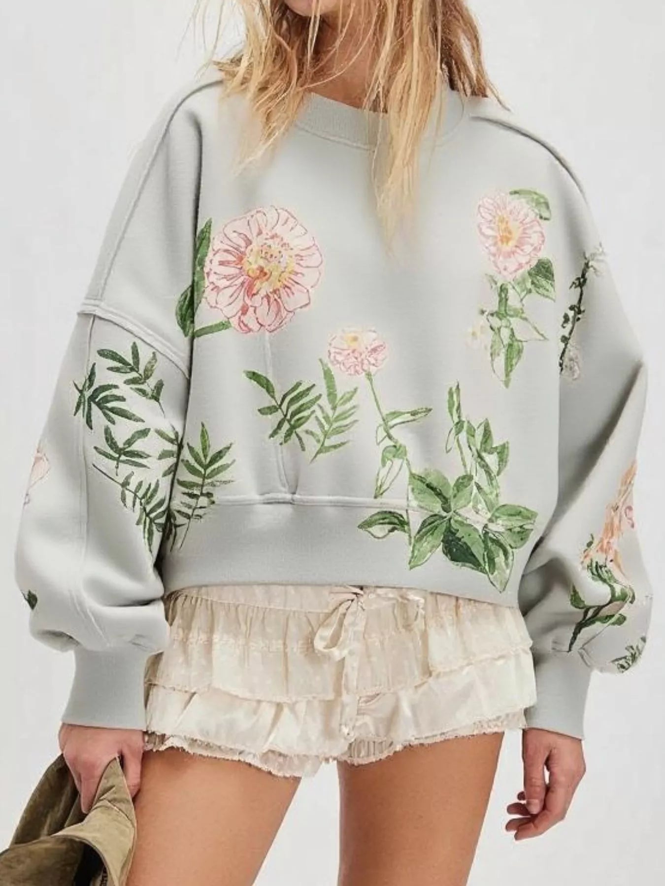 Printed Round Neck Dropped Shoulder Sweatshirt Floral f6e95172-1612-4426-a70f-b0153630772b-Max-Origin