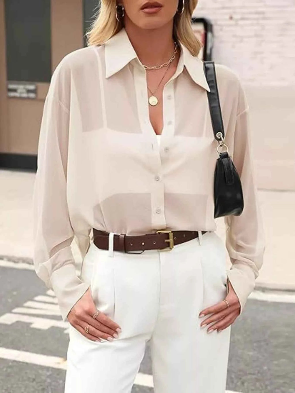 Elegant Sheer Long Sleeve Shirt Apricot f6f37a48b2e8434198ac100b1ac46d6d-Max-Origin