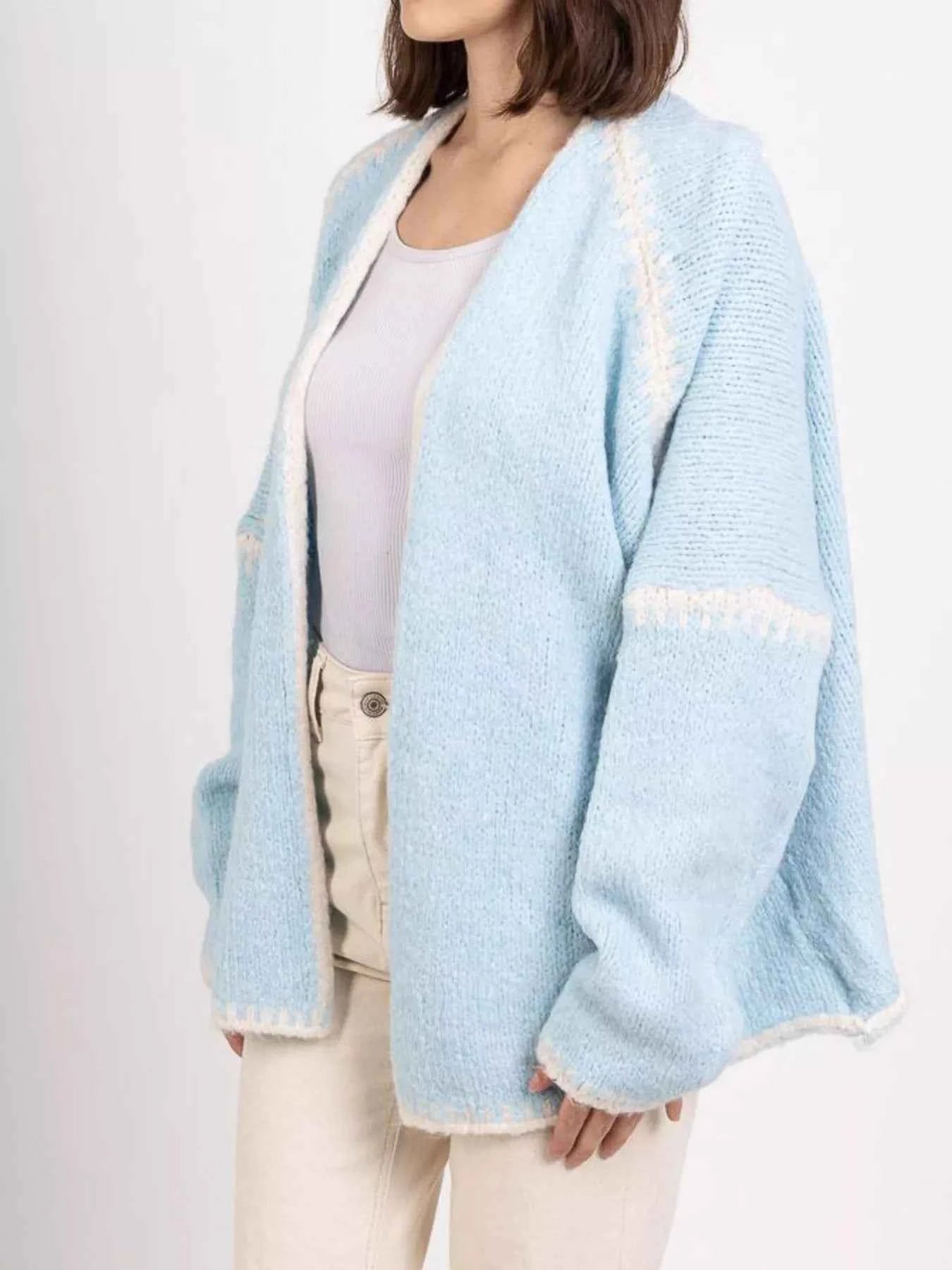 Contrast Trim Open Front Cardigan f6f4c10b419d4176b9d0b5417b629466-Max-Origin