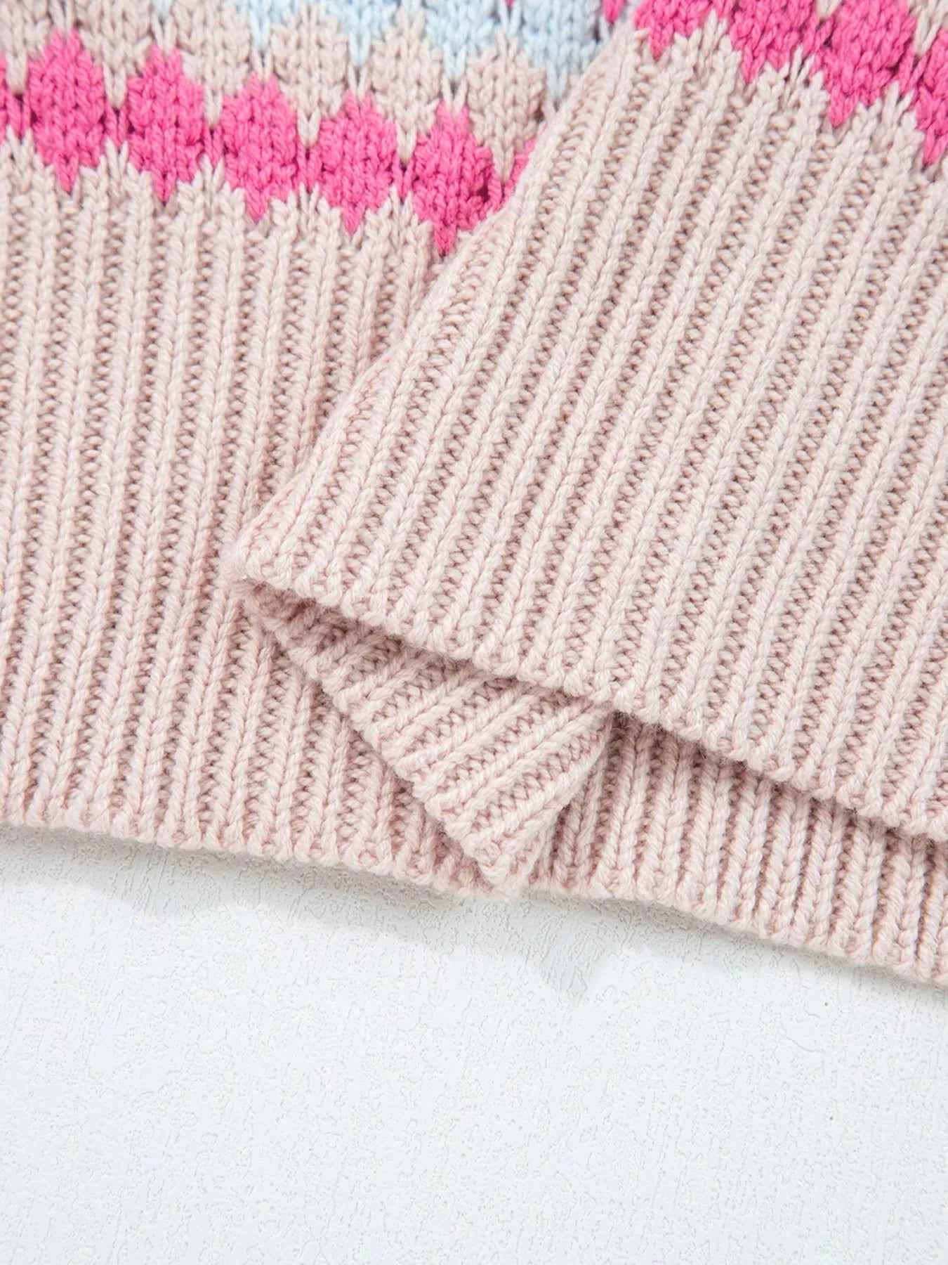 Stripe Eyelet Patterned Drop Shoulder Sweater f6f9cebbe38a46cf9b9e66784e13ec77-Max-Origin