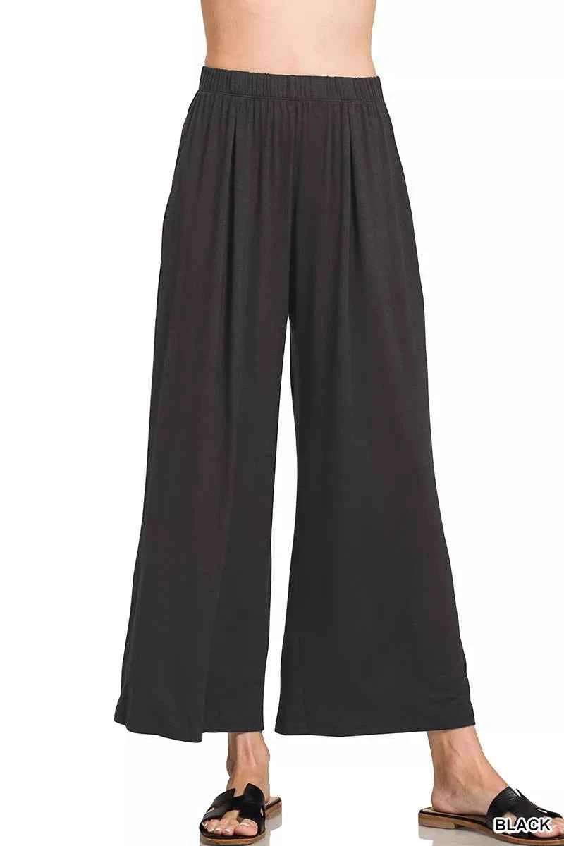 Zenana Elastic Waist Comfy Lounge Pants BLACK f6fe37a2d5d9421f8d54e2c7d95b955f-Max-Origin