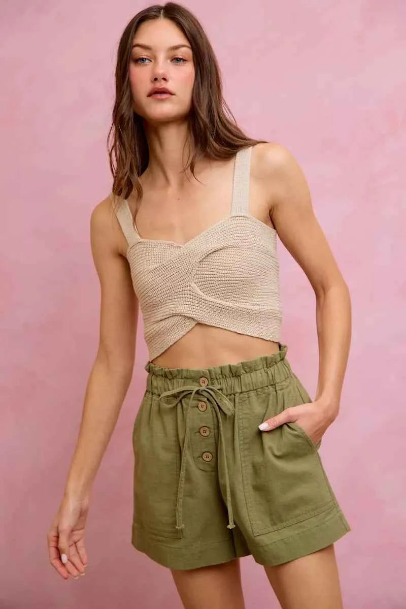 SO ME Paper Bag Patch Pocket Drawstring Twill Shorts f709e7acf12b4445991a94165cf092ac-Max-Origin
