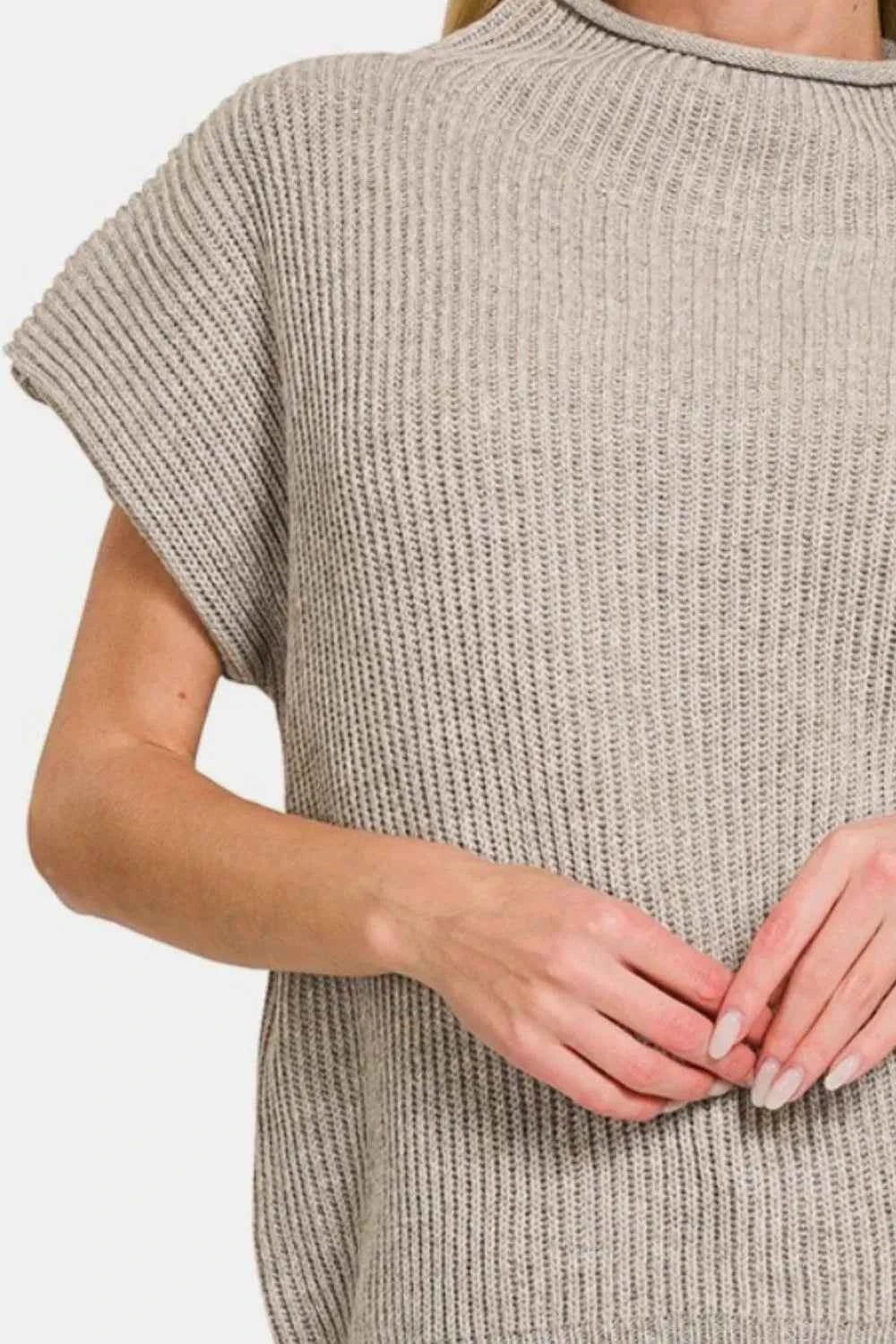 Zenana Short Sleeve Mock Neck Sweater f70e8952-d5ff-4ade-a4a6-839d9e1ec734-Max