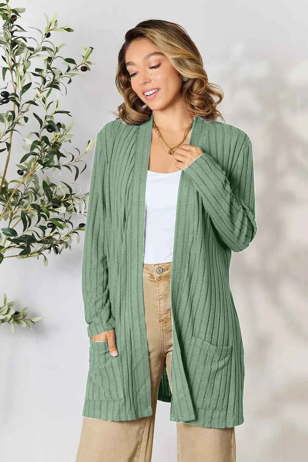 Basic Bae Full Size Ribbed Open Front Cardigan with Pockets f7251e439f504ff0ab79bf78cc29d4da-Max