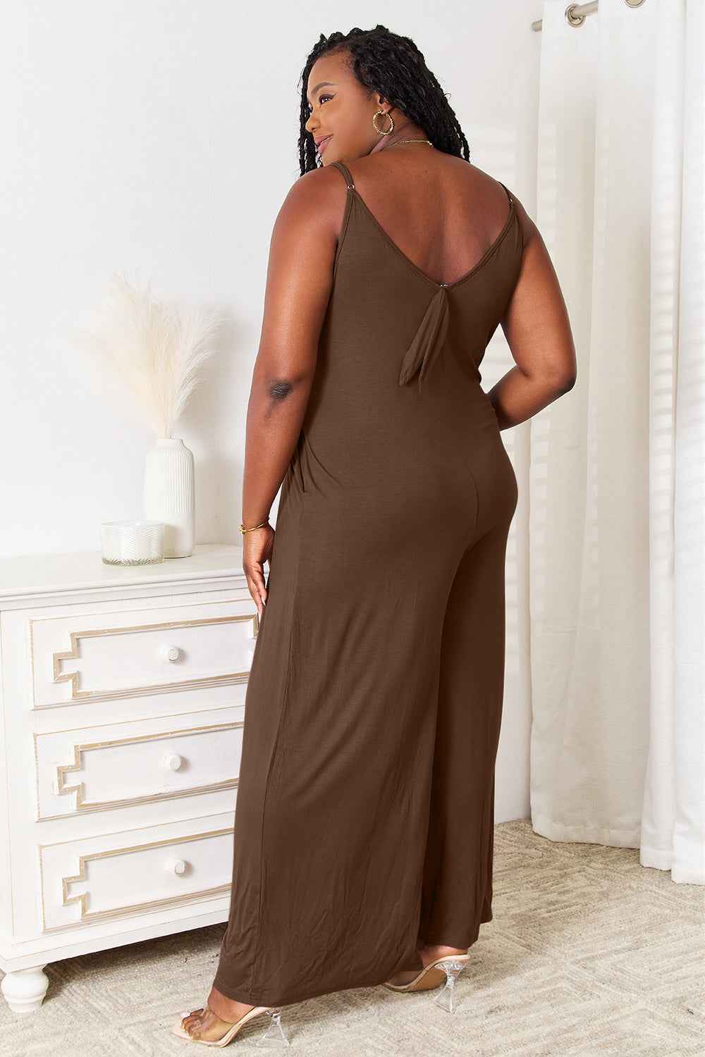 Double Take Full Size Soft Rayon Spaghetti Strap Tied Wide Leg Jumpsuit f725ea9cf9ca4f65a923455d30e796bc-Max
