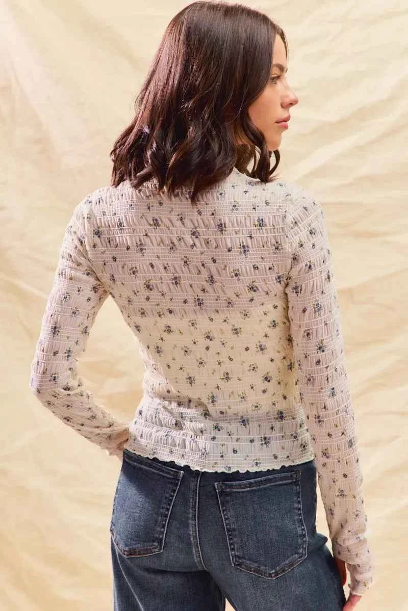 SO ME Floral Print Textured Long Sleeve Knit Top f72e1cbee659434891131a29b800a1e4-Max-Origin