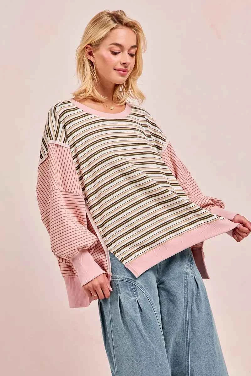 BiBi Stripe Mixed Top With Cut Edge And Reverse Outseam f72ef076d41740d4ad3f5a46791d2576-Max-Origin