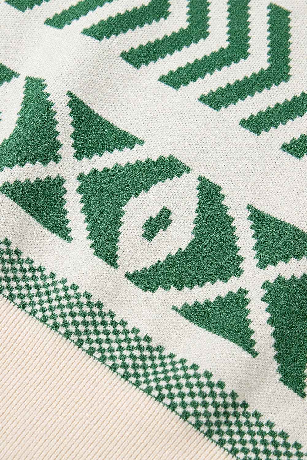 Dark Green Abstract Print Pullover Sweater f73628aec1aebc8a