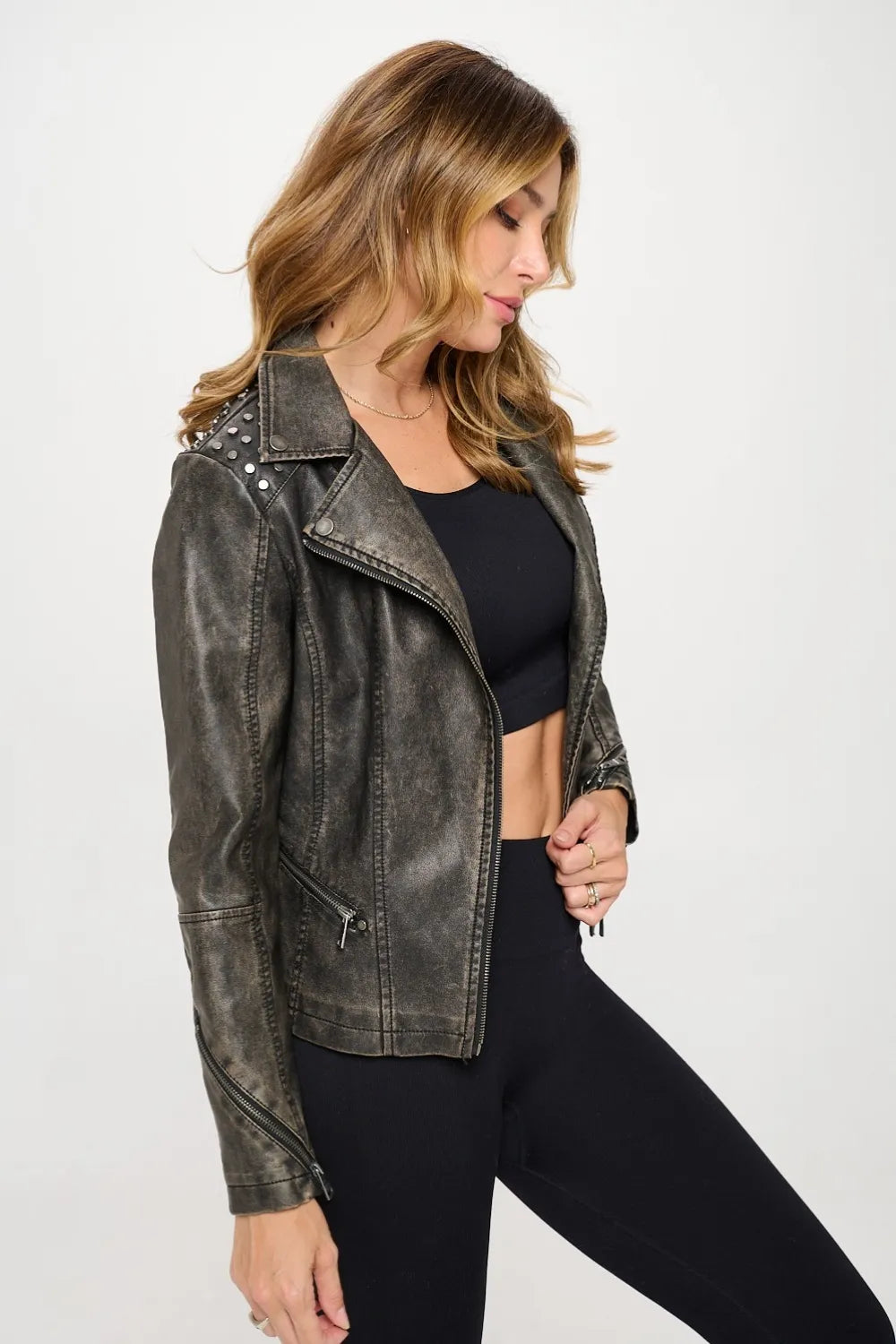 Coalition LA Studded Classic Moto Faux Leather Jacket f736ef28-ddd6-4ac9-abc4-5e31decbedff-Max