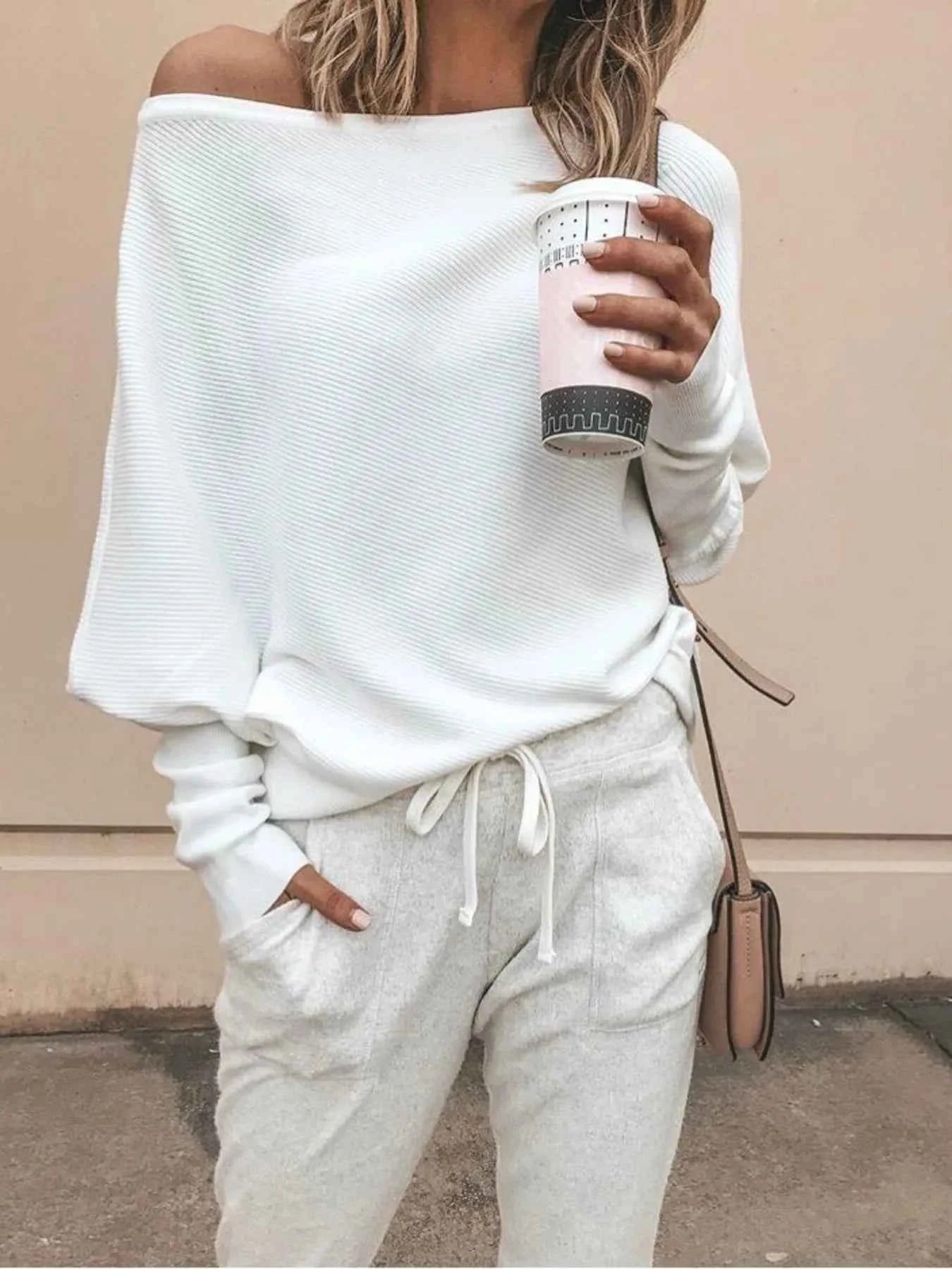 Full Size One-Shoulder Ribbed Sweater Plus Size