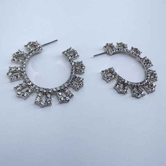 Gold or Silver Finish Clear Rhinestones Round Hoop f739bc09-99bf-4095-af3e-c425b218826f