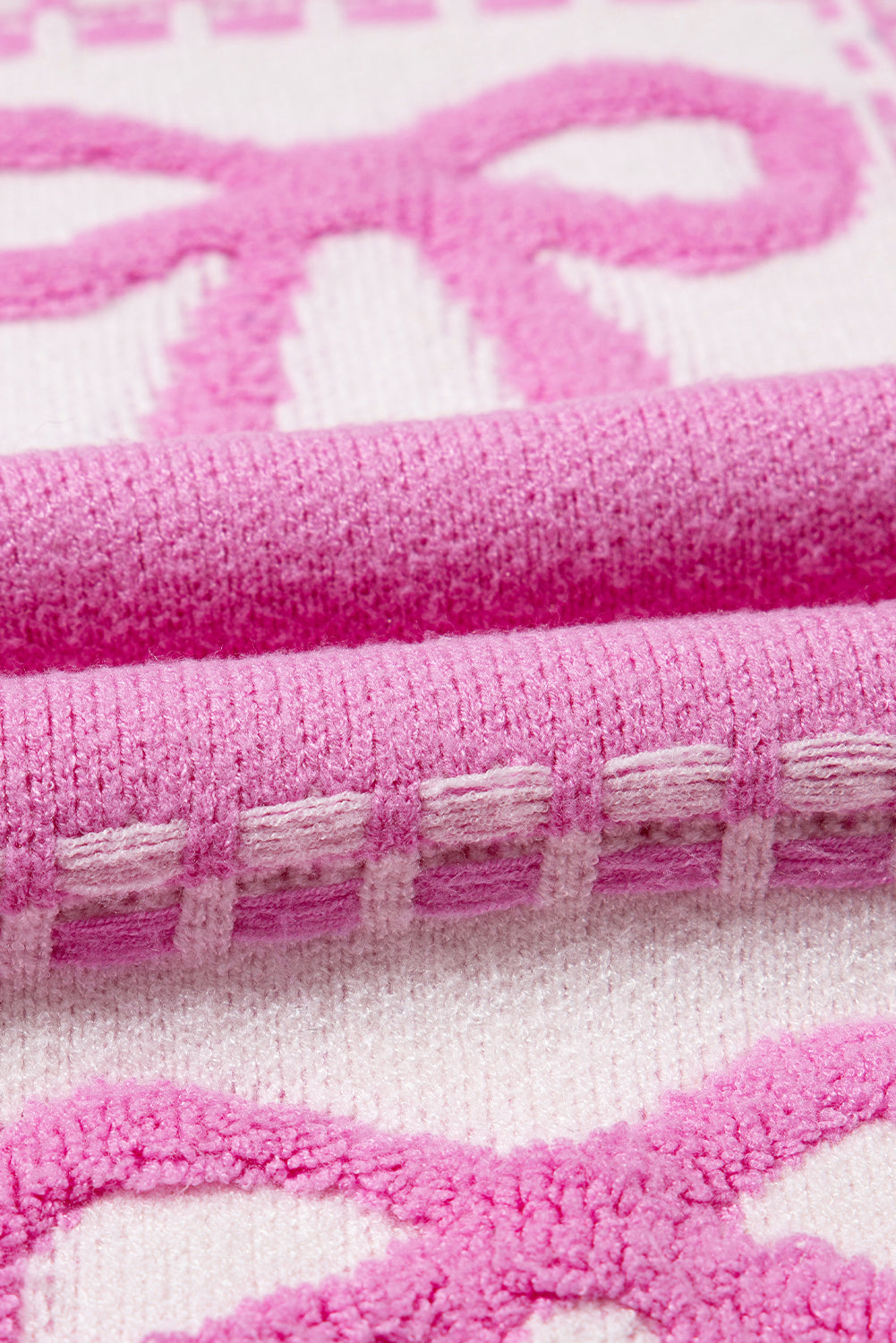 Pink Sweet Bow Two Tone Checkered Sweater f73b3c9f2ab6cf87