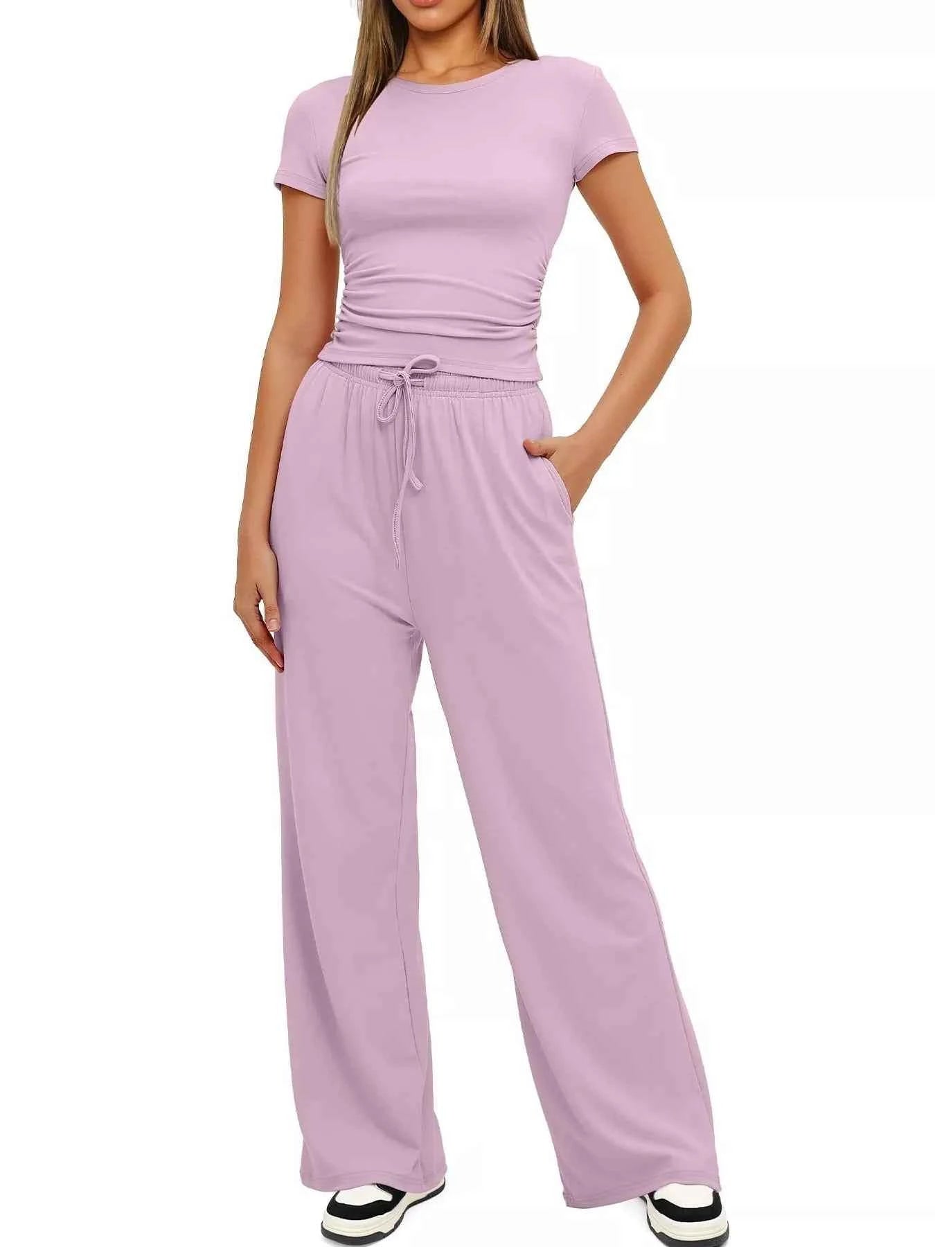 Round Neck Short Sleeve T-Shirt and Pants Set f73c4ef66c284d8b98e2c4af1592c7ca-Max-Origin