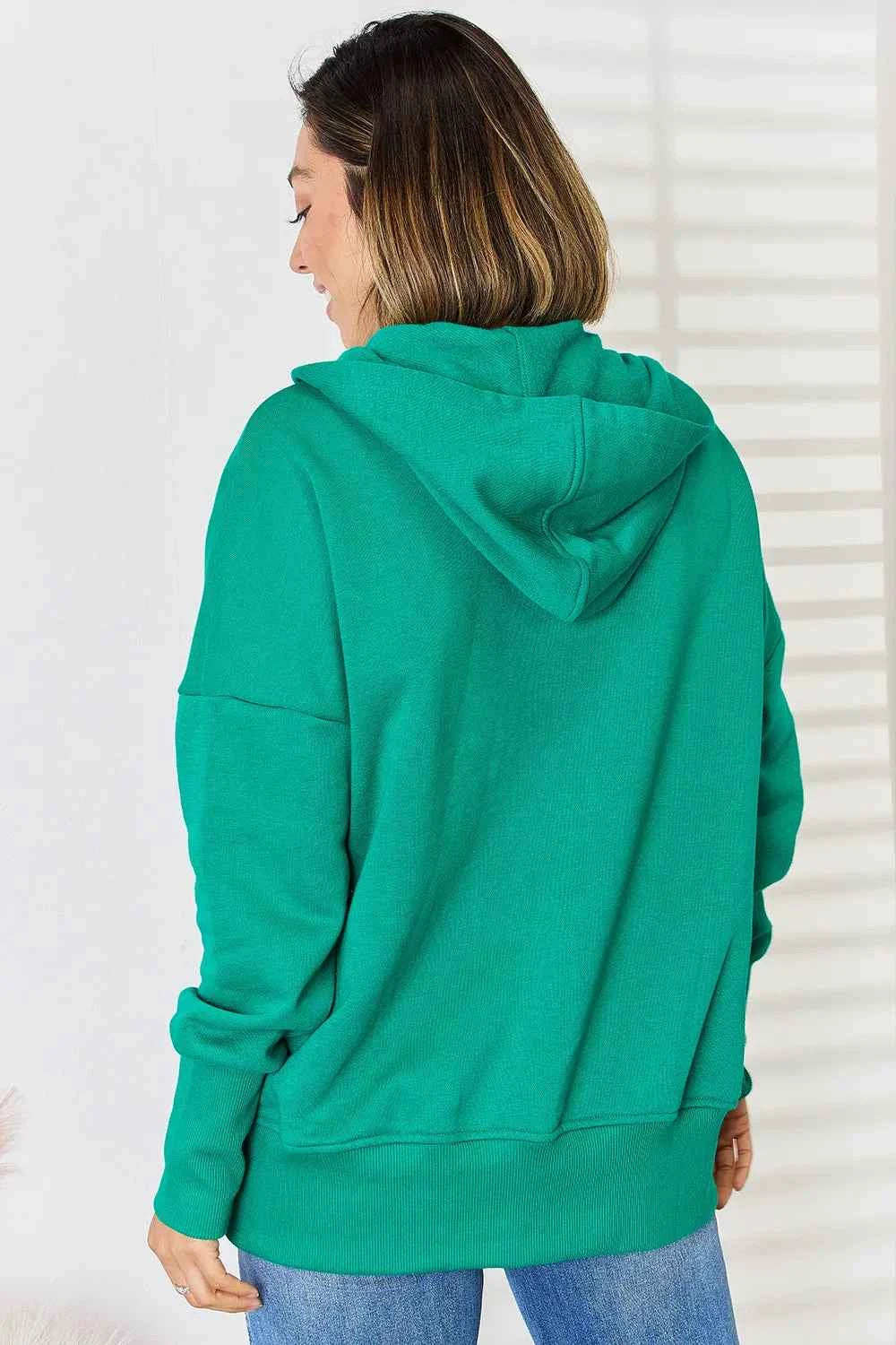 Zenana Half Snap Long Sleeve Hoodie f7448ada-a762-4dc8-b0ad-ec29e4067f0a-Max