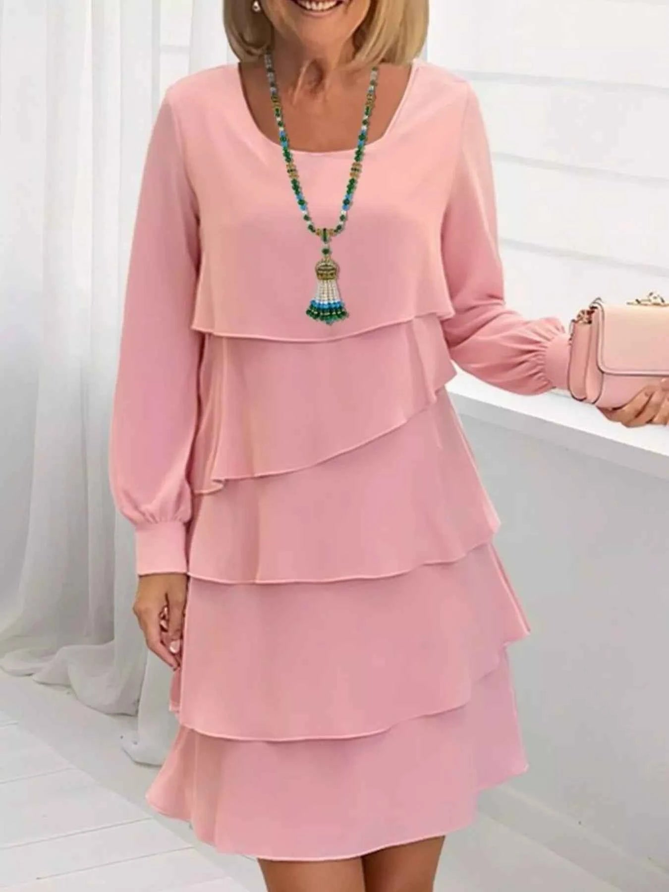 Full Size Layered Long Sleeve Mini Dress Plus Size Pink f7494c81-2e28-435f-b882-d78e77cfbc91-Max-Origin
