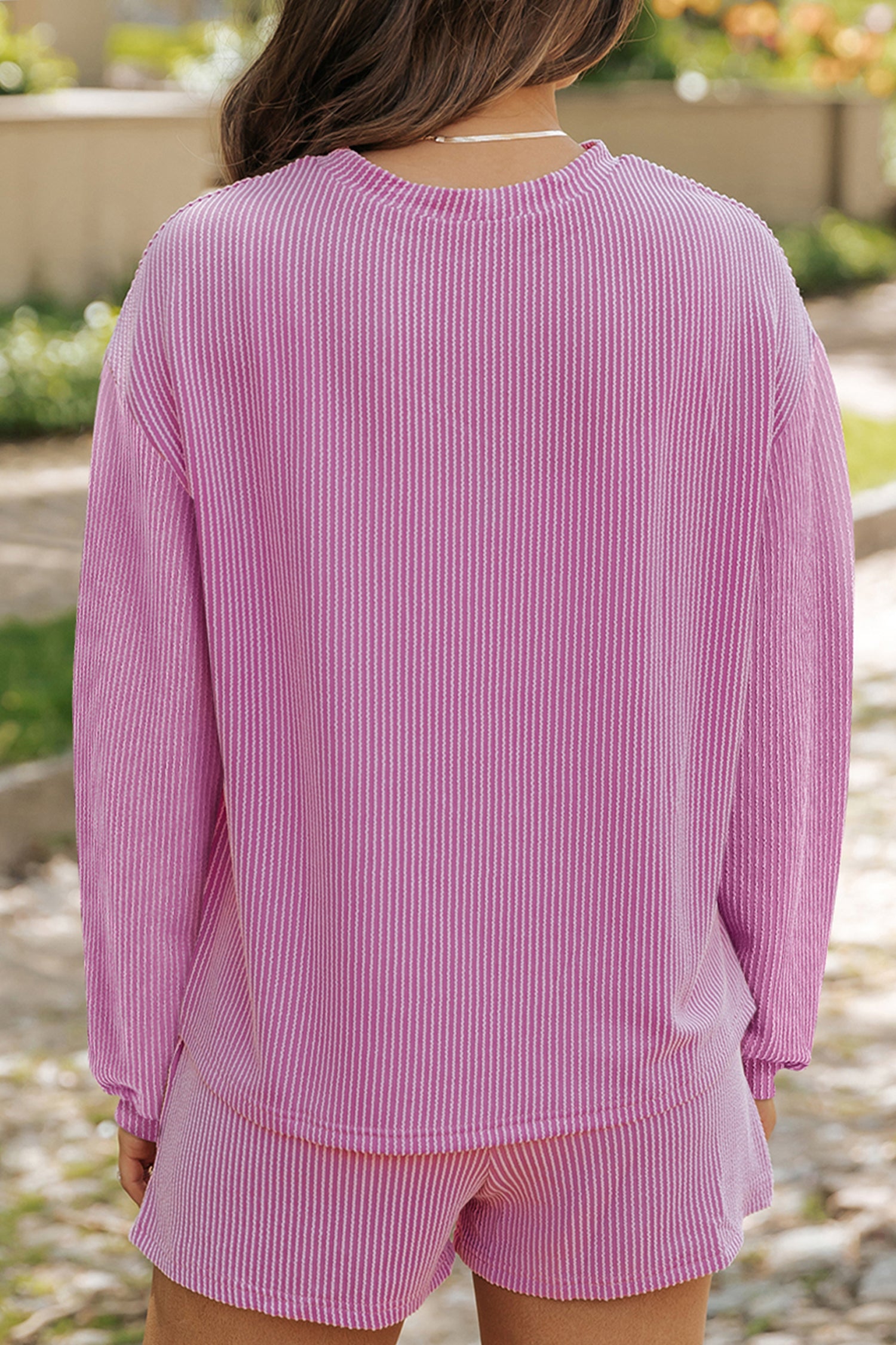 Phalaenopsis Corded Ribbed Sequin Donut Heart Graphic Long Sleeve Pullover and Shorts 2pcs Set f74cb46ec90ca8c0