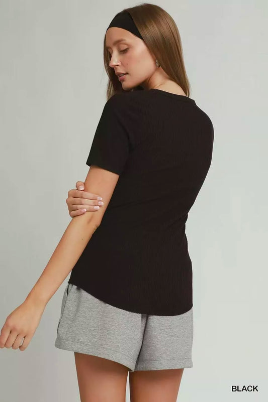 Brushed Rib Short Sleeve Top f74dd994-b9ff-4783-ad17-82a0fbc034c4-Max-Origin