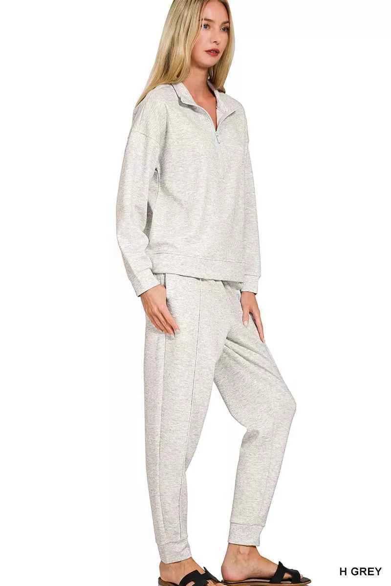Zenana Scuba Half Zip Pullover and Jogger Set f751e90254244af58381900f2f094441-Max-Origin