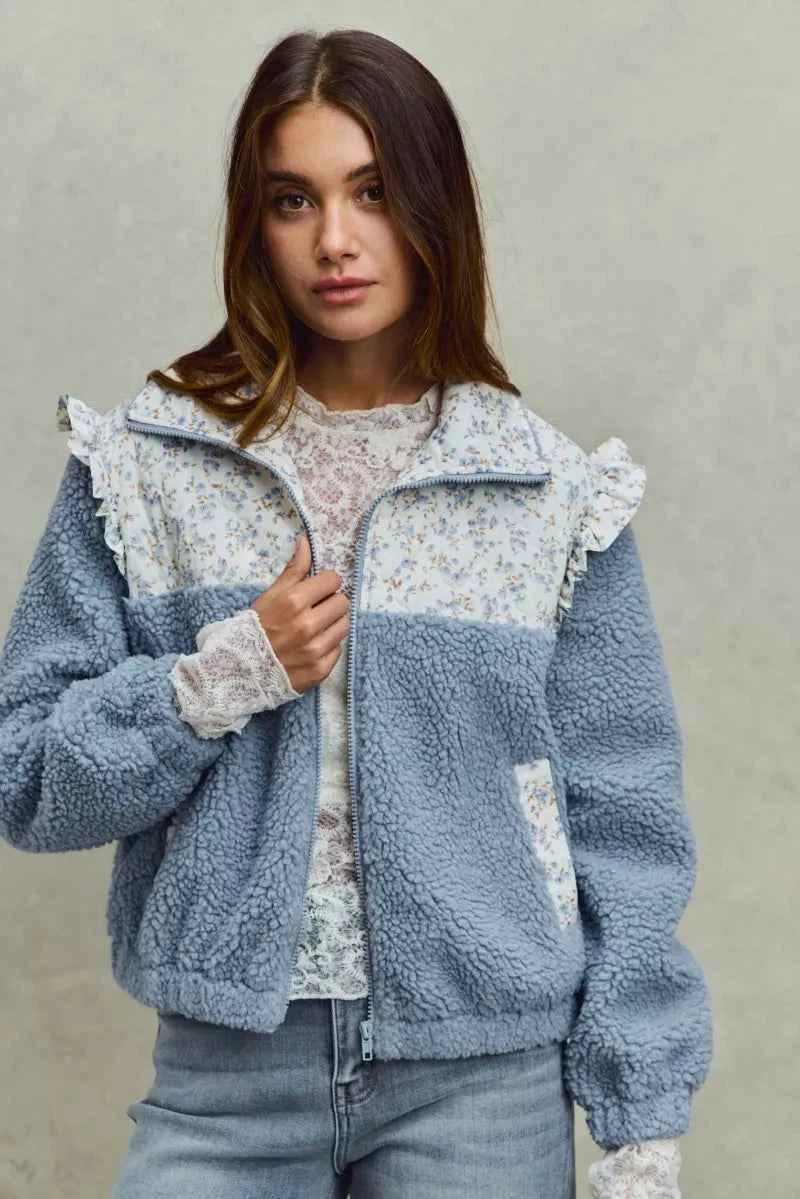 SO ME Faux Fur Sherpa Pull Jacket with Floral Contrast f764b58ab51d4fbbb445c6995eecfb1c-Max-Origin