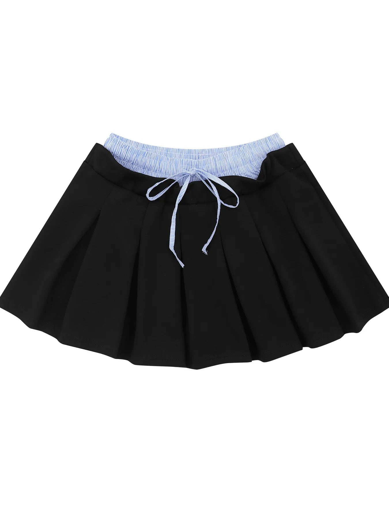Drawstring Pleated Mini Skirt Black f769f7b2e4654295a5ab791dab810309-Max-Origin
