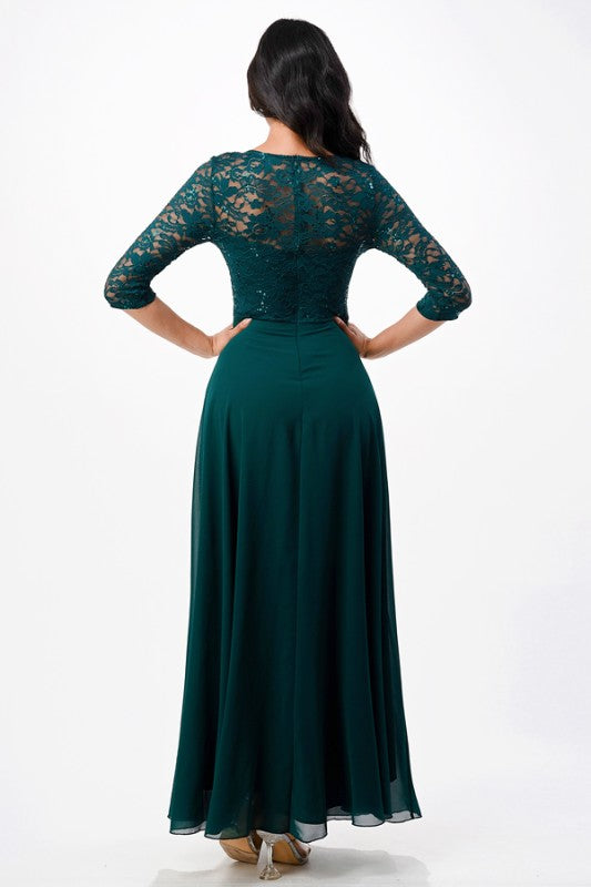 Plus Size A-Line Evening Dress – 3/4 Sleeve Lace Rhinestone Waist Gown f76a3aeb-3c42-45b0-a8fc-6ad9b775d6b8