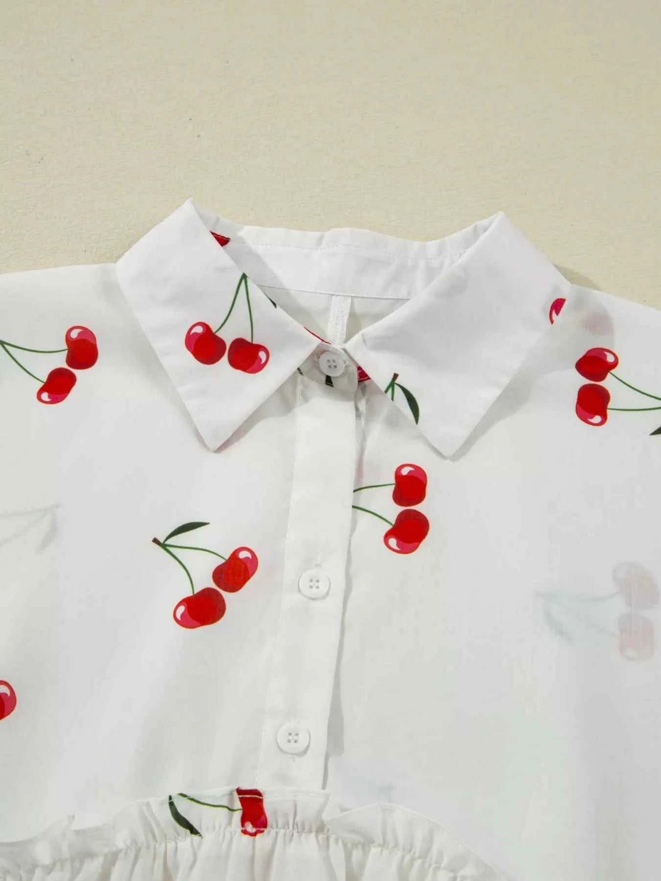 Cherry Print Flounce Sleeve Collared Frilled Babydoll Blouse f783bba62ed24710ba0dd512525c0312-Max-Origin