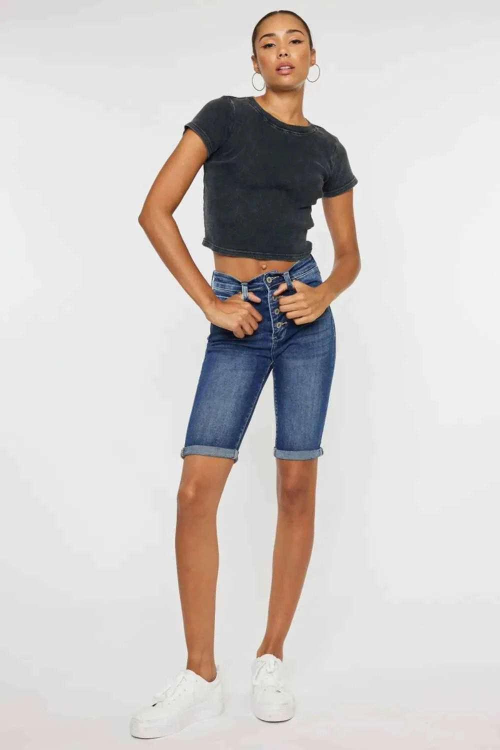 Kancan Full Size Cat's Whiskers Button Fly Denim Shorts f78924b5-d4e9-41ed-b9a5-47a8d9ef2f0c-Max