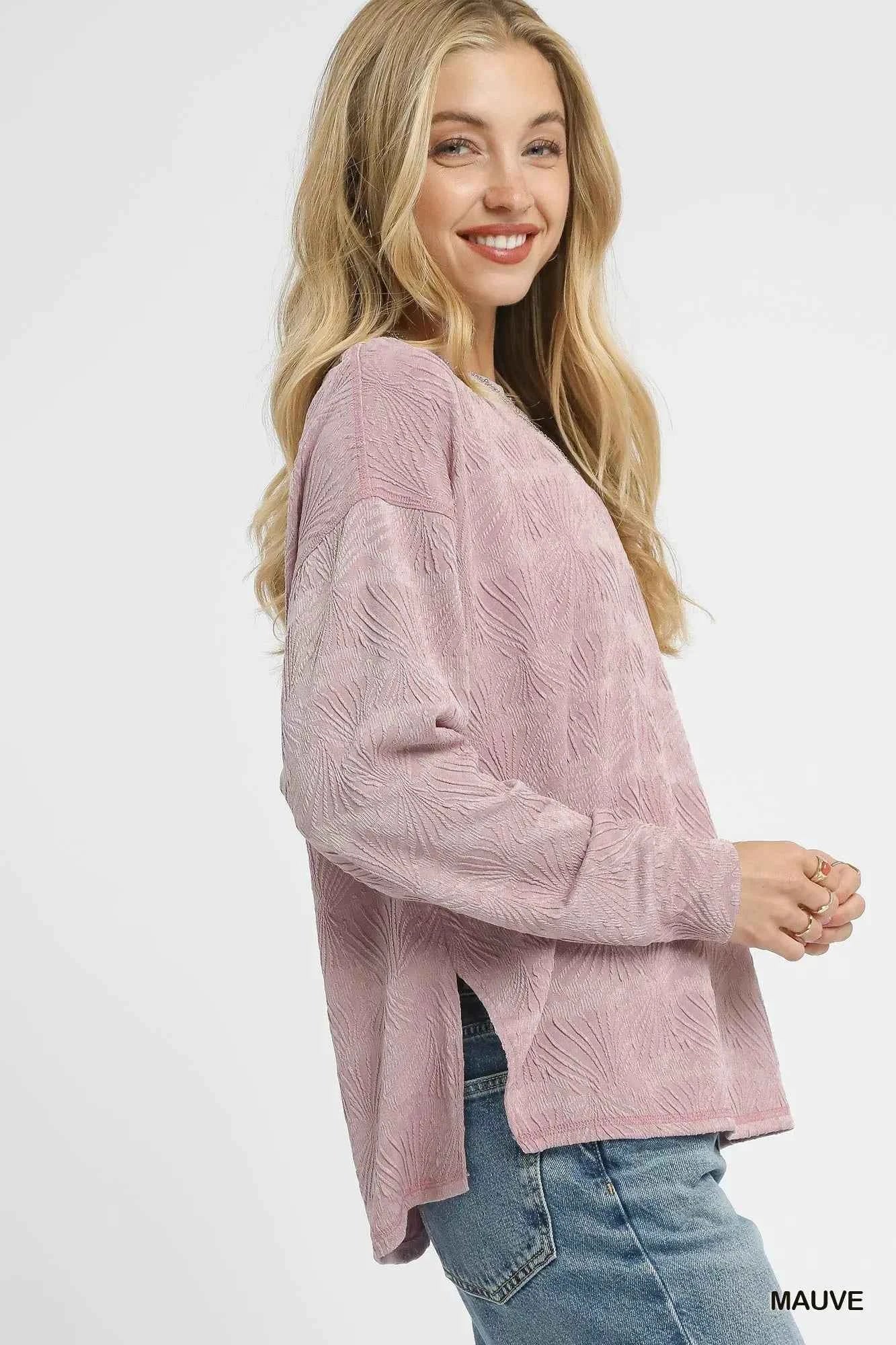 Umgee Textured Knit Long Sleeve Top f78ddc19-2911-40a6-b5f9-7cab04c78a27-Max-Origin