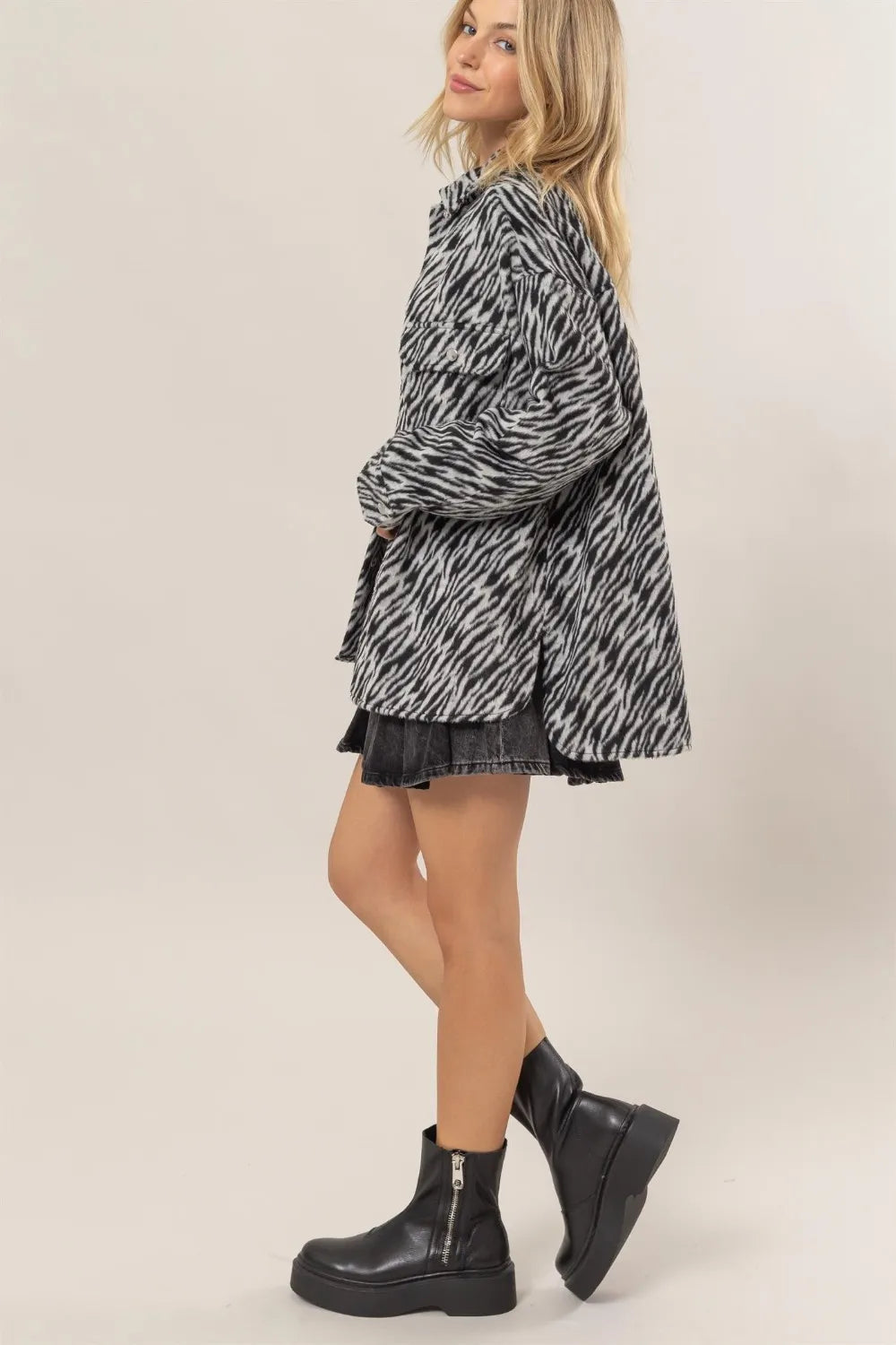 HYFVE Zebra Print Snap Down Long Sleeve Shacket f7965f6d-52b3-4c65-b9f2-413c373fd6e2-Max